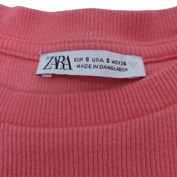 Zara Ruffled Ribbed Crop Shirt Size Small - Picture 4 of 10